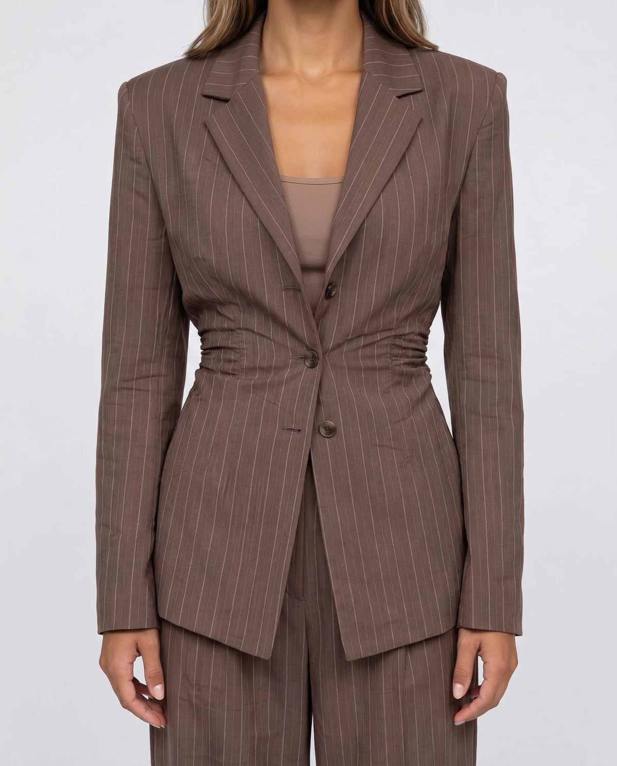 Ensemble tailleur rayé cintré et pantalon large