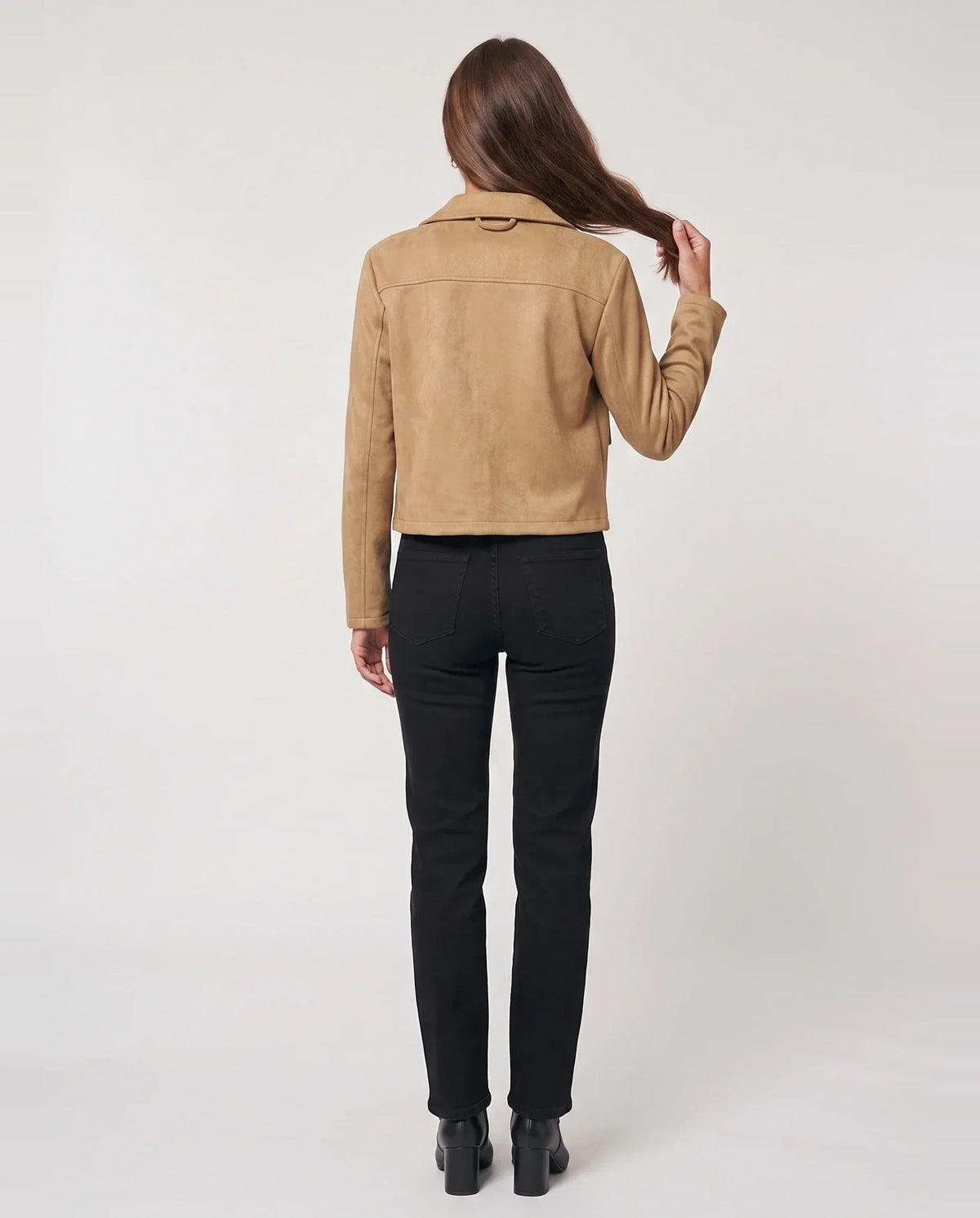 Veste courte en suédine à poches plaquées
