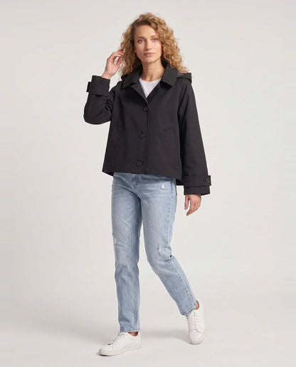Veste courte à capuche façon trench