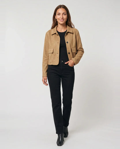 Veste courte en suédine à poches plaquées