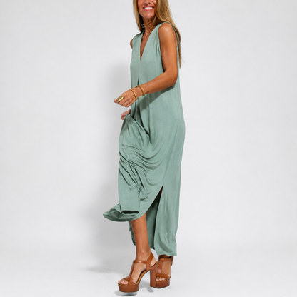 Robe Longue Fluide Col V
