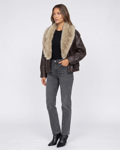 Veste oversize à col en fausse fourrure