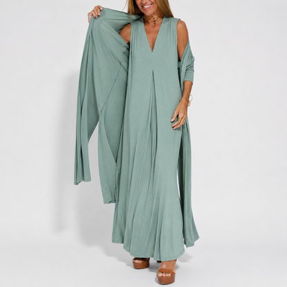 Robe Longue Fluide Col V