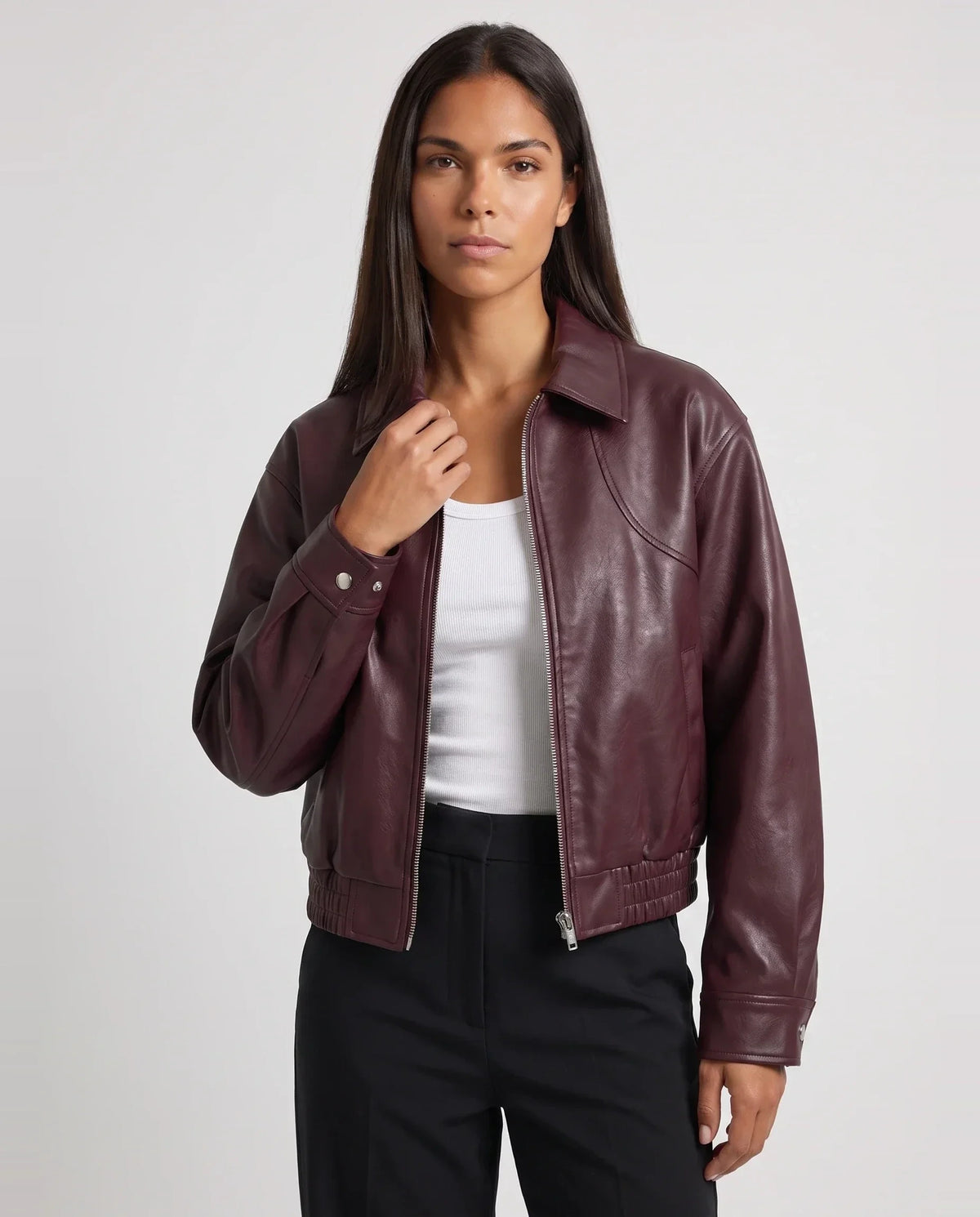 Blouson moto oversize effet cuir