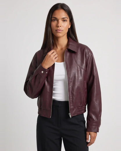 Blouson moto oversize effet cuir