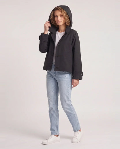 Veste courte à capuche façon trench