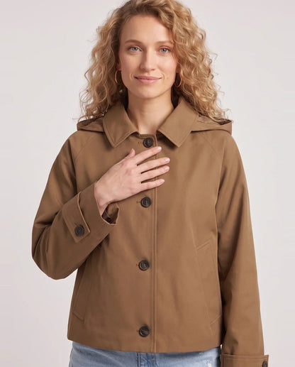 Veste courte à capuche façon trench