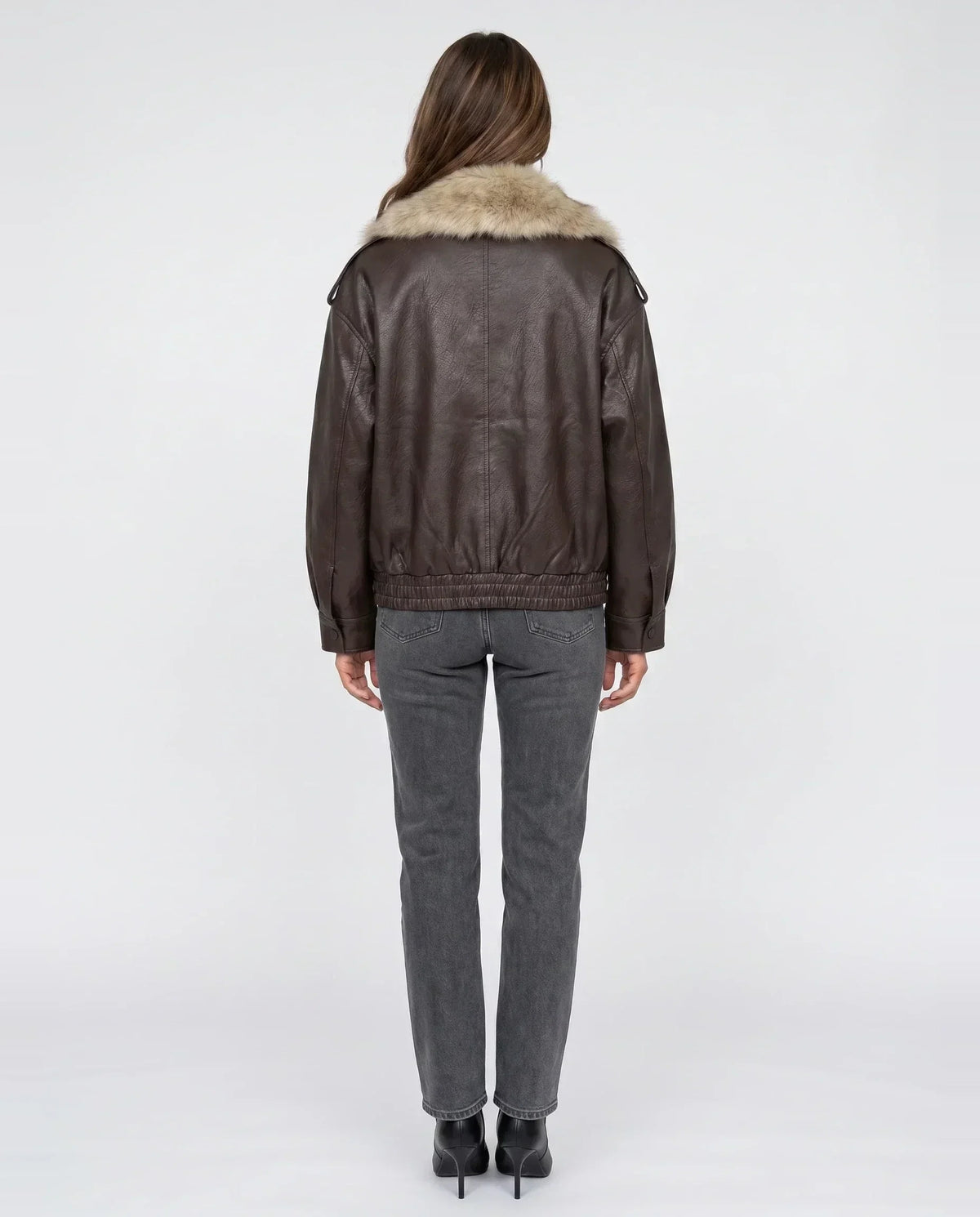 Veste oversize à col en fausse fourrure