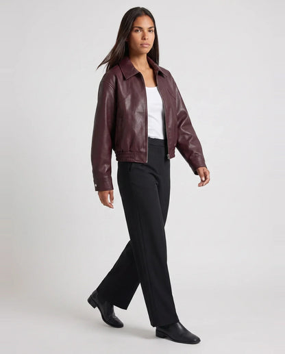 Blouson moto oversize effet cuir