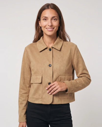 Veste courte en suédine à poches plaquées
