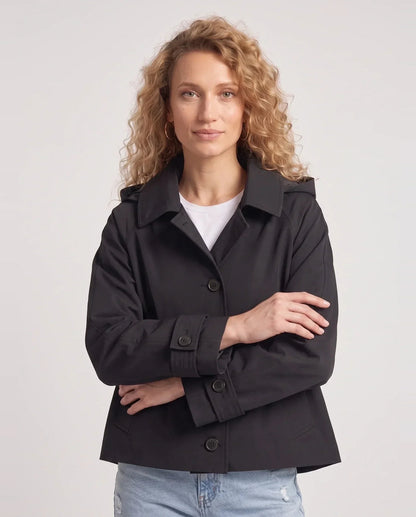 Veste courte à capuche façon trench