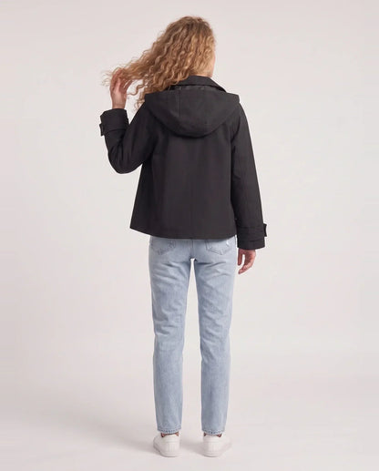 Veste courte à capuche façon trench