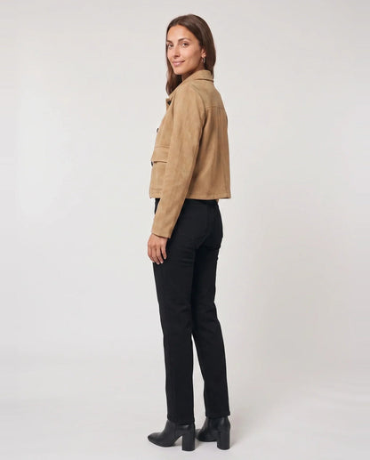 Veste courte en suédine à poches plaquées