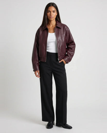 Blouson moto oversize effet cuir