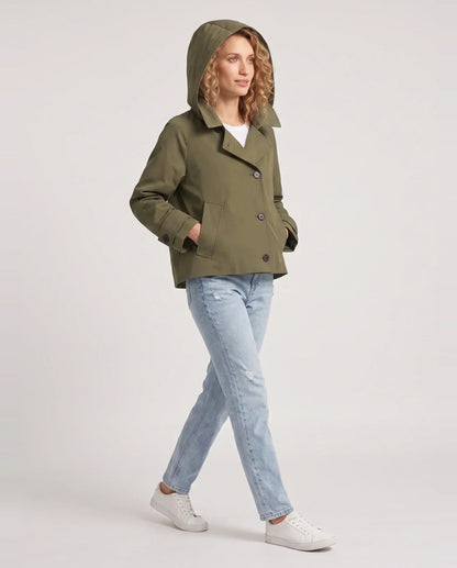 Veste courte à capuche façon trench