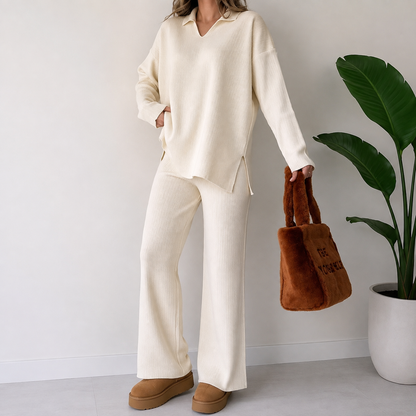 Ensemble Femme 2 Pièces en Maille Côtelée