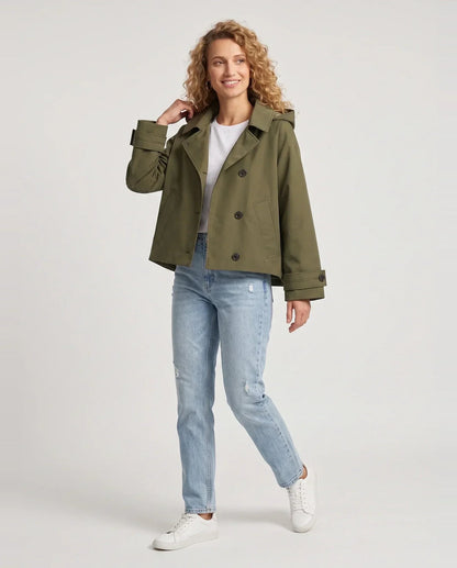 Veste courte à capuche façon trench