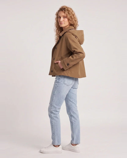 Veste courte à capuche façon trench