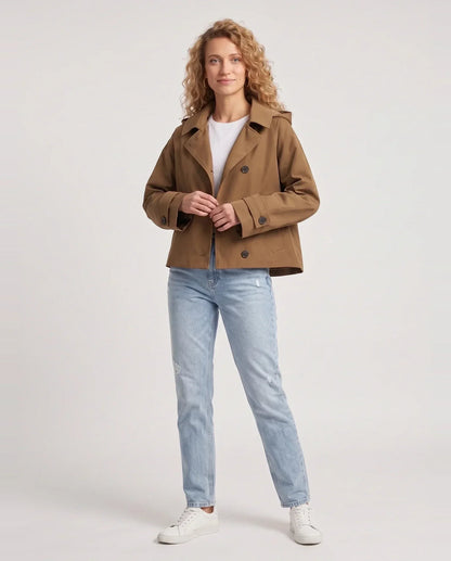 Veste courte à capuche façon trench
