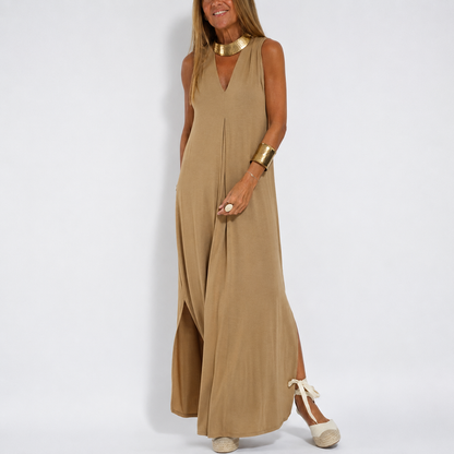 Robe Longue Fluide Col V