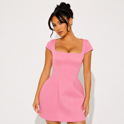 Robe Courte Col V Évasée